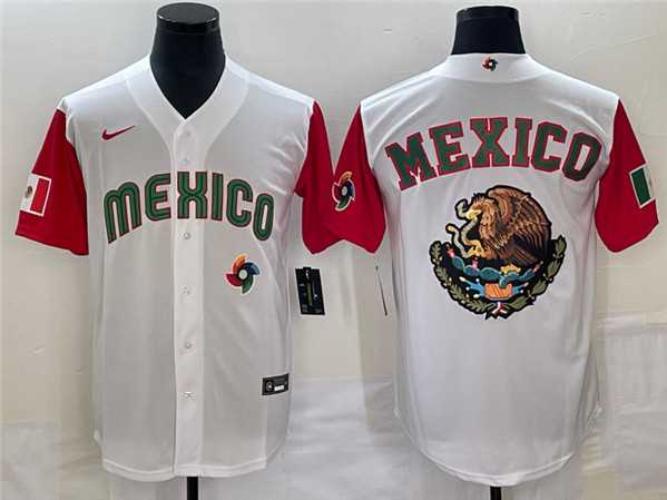 Men%27s Mexico Baseball 2023 White Team Big Logo World Baseball Classic Stitched Jersey->2023 world baseball classic->MLB Jersey